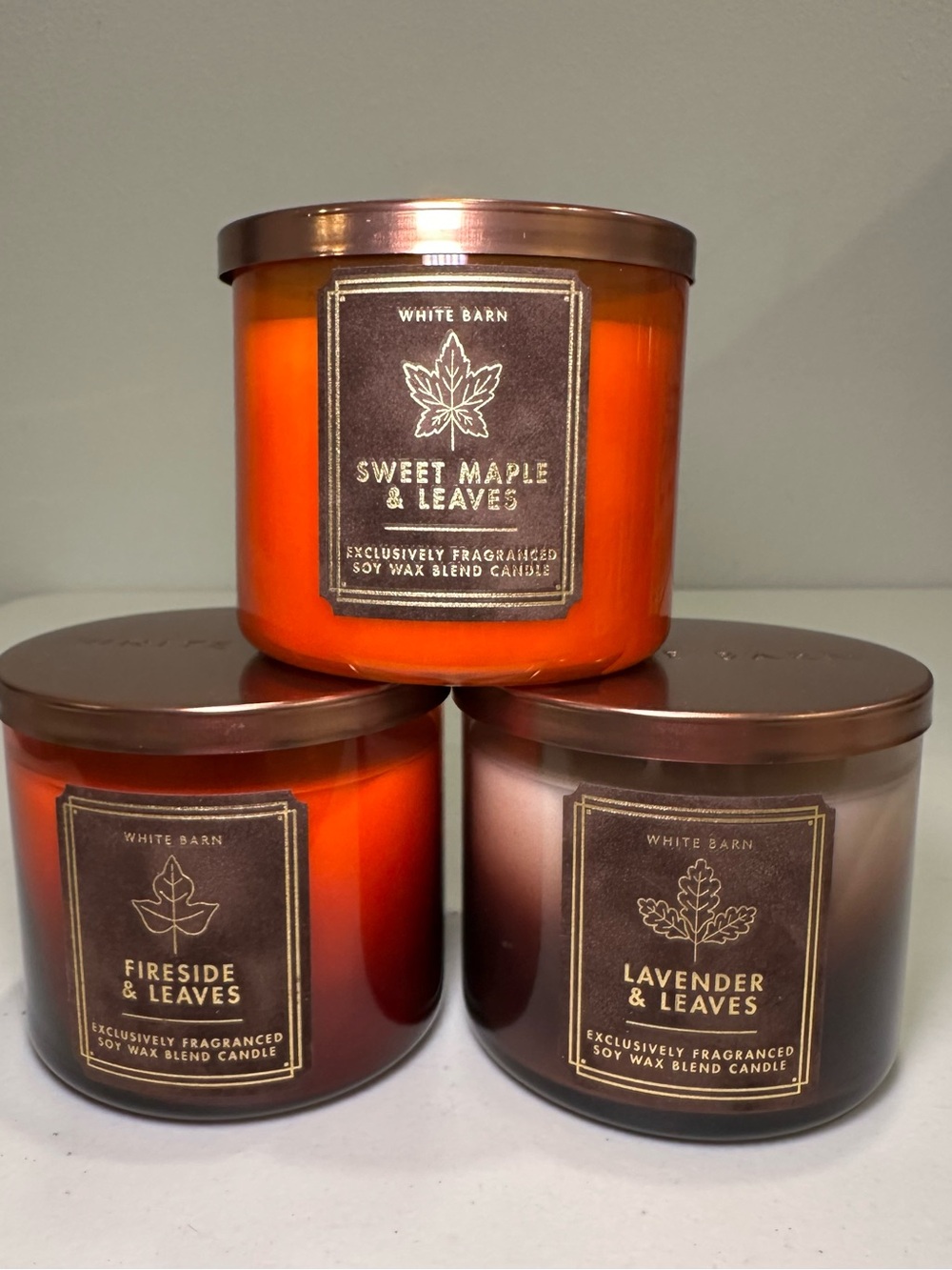 Bath & Body Works 14.5 Oz 3-Wick Candle Fireside, Lavender, Sweet Maple & Leaves